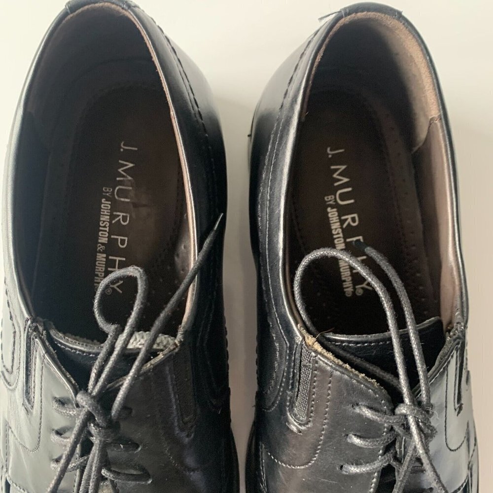 Johnston & Murphy Shuler Oxford Black Leather Dress Shoes‎ Men's Sz 10.5 Lace-up